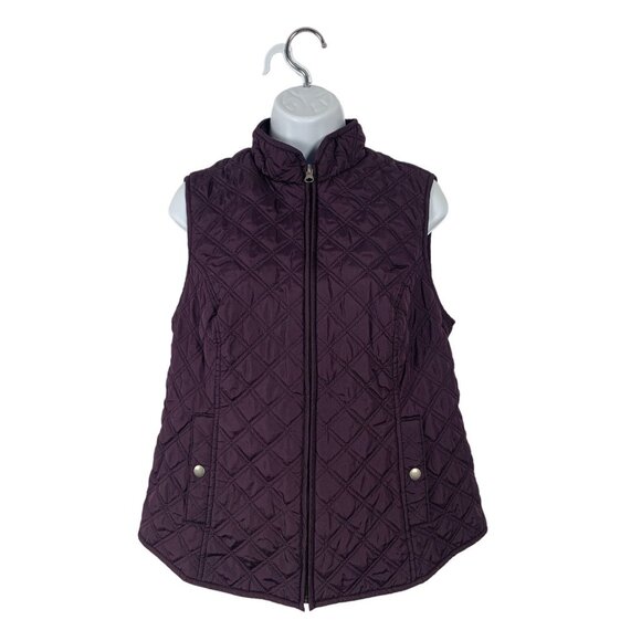 croft & barrow Jackets & Blazers - Croft & Barrow Womens Quilted Plum Vest With Stand Collar & Snap Pockets Small